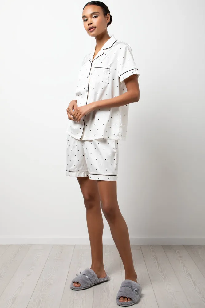 Polka Dot Satin Button-Through Pj Off White sold by Ackermas product image thumbnail 2
