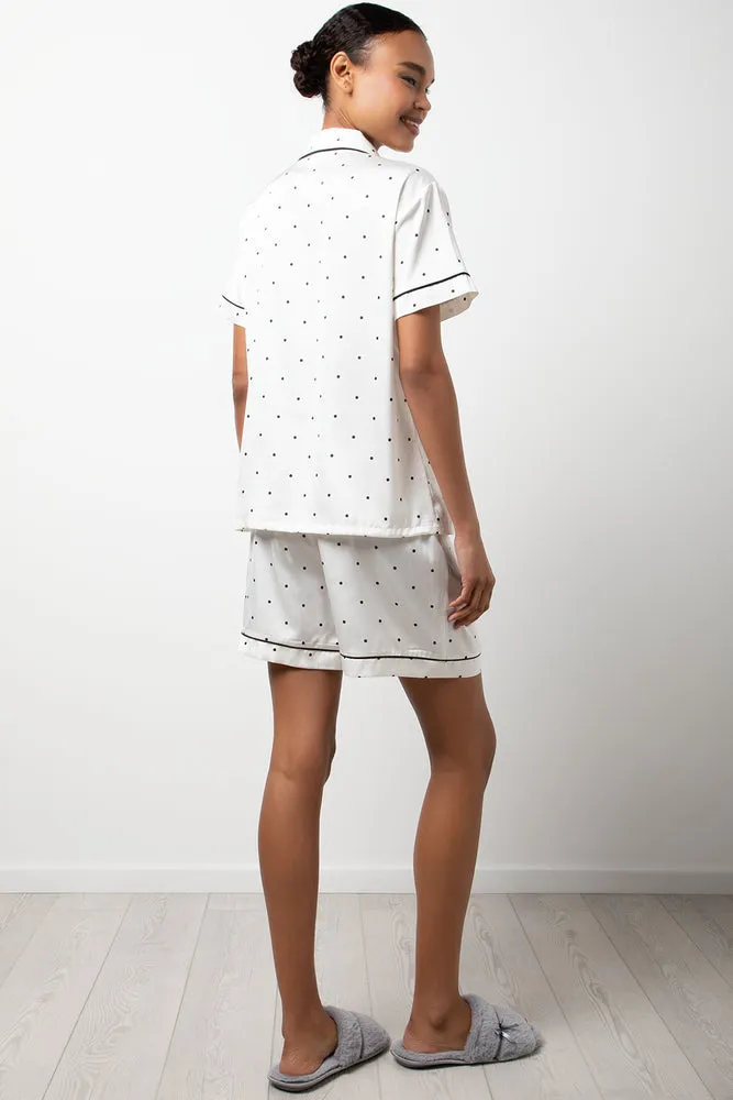 Polka Dot Satin Button-Through Pj Off White sold by Ackermas product image thumbnail 3