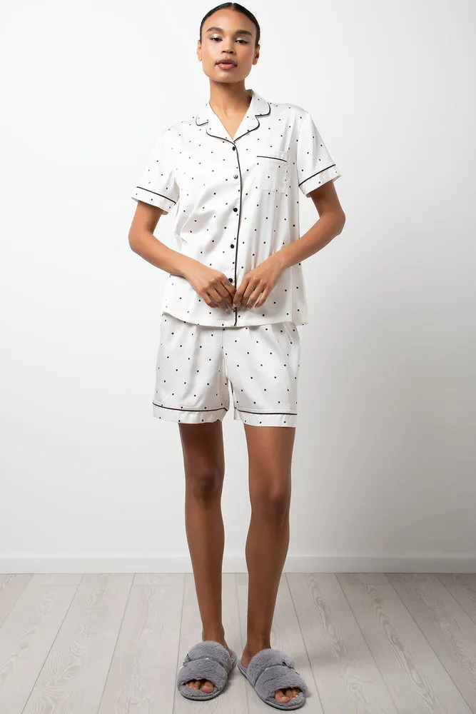 Polka Dot Satin Button-Through Pj Off White sold by Ackermas