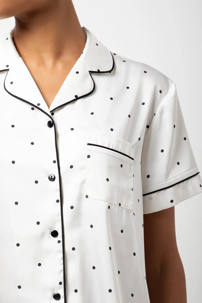 Polka Dot Satin Button-Through Pj Off White sold by Ackermas product image thumbnail 4