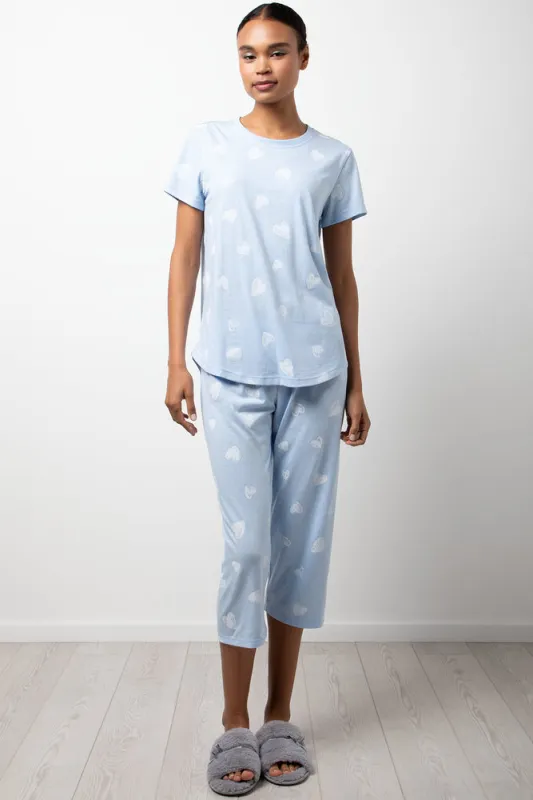 Heart Aop Crew Neck Capri Pj Blue sold by Ackermas