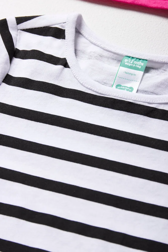 2 Pack Stripe Short Sleeve T-Shirts Pink sold by Ackermas product image thumbnail 3