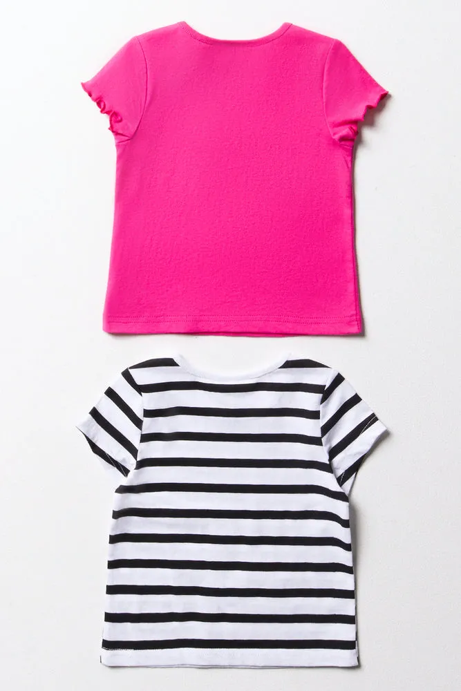 2 Pack Stripe Short Sleeve T-Shirts Pink sold by Ackermas product image thumbnail 4