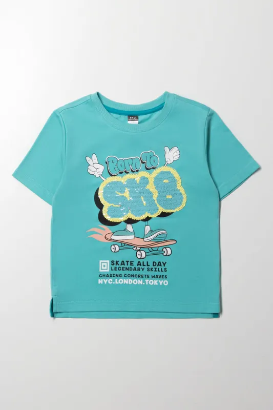 Sequin Tee Blue sold by Ackermas