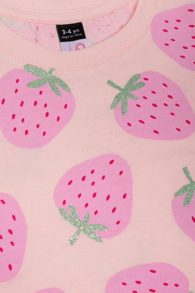 Strawberry Short Sleeve T-Shirt Peach Multi sold by Ackermas product image thumbnail 2