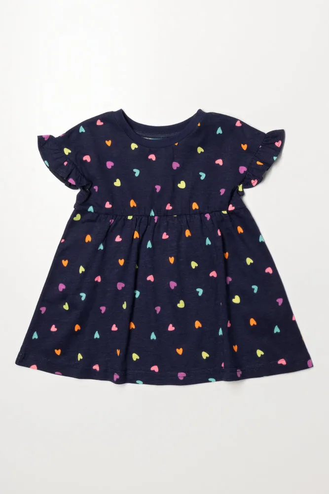 Frill Sleeve Knit Dress Navy sold by Ackermas