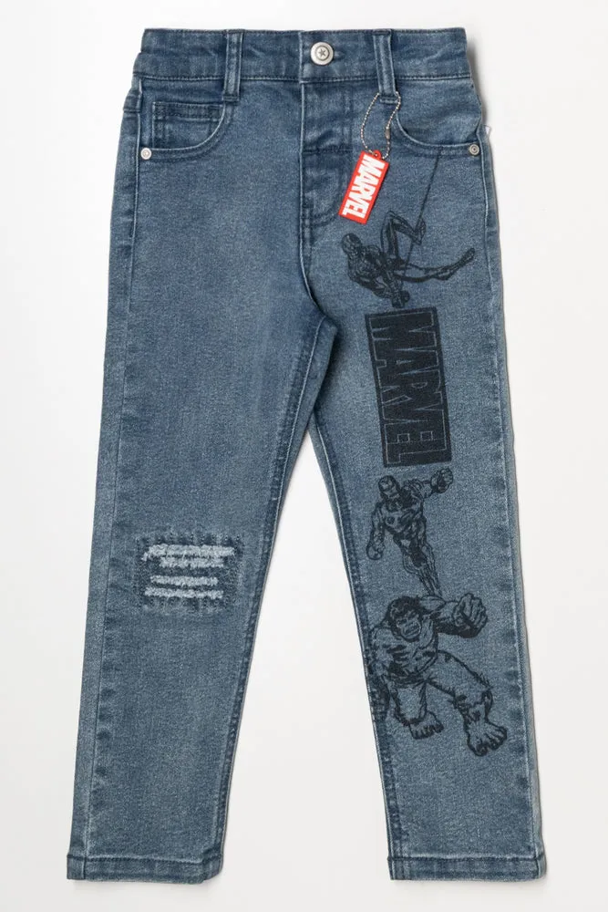 Marble Wash Skinny Denim Avengers Dark Blue sold by Ackermas