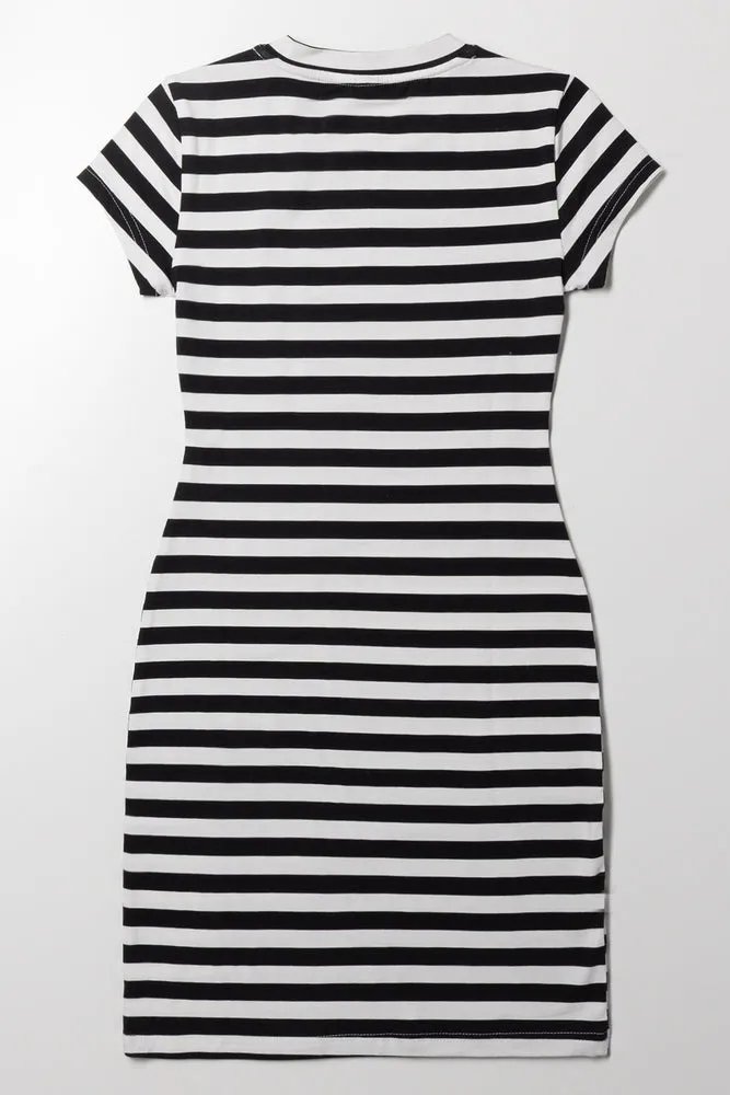 Stripe Short Sleeve Bodycon Dress Black sold by Ackermas product image thumbnail 3