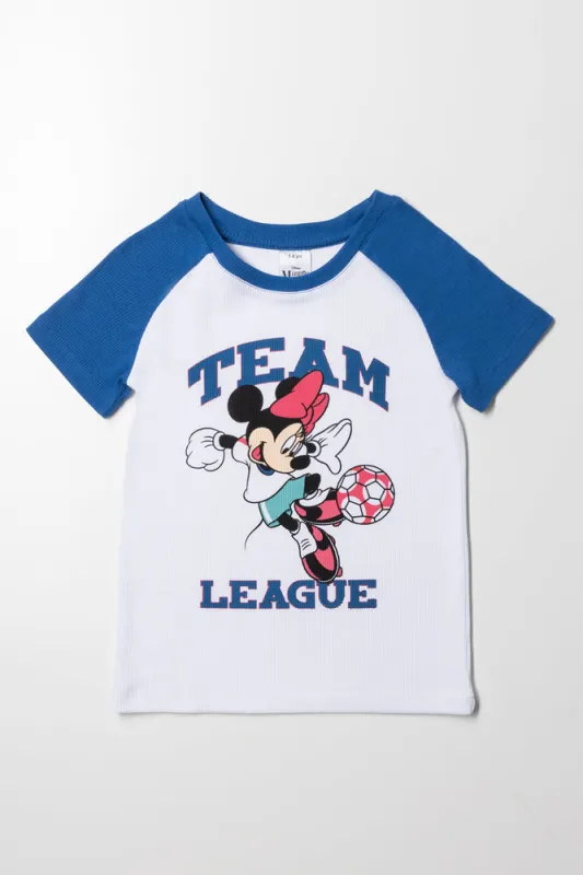 Minnie Mouse Rib Short Sleeve T-Shirt White And Blue sold by Ackermas