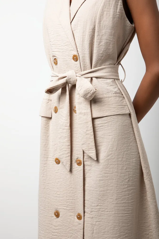 L/Length Dbl Breasted Linen Look Slv Less Trench sold by Ackermas product image thumbnail 4