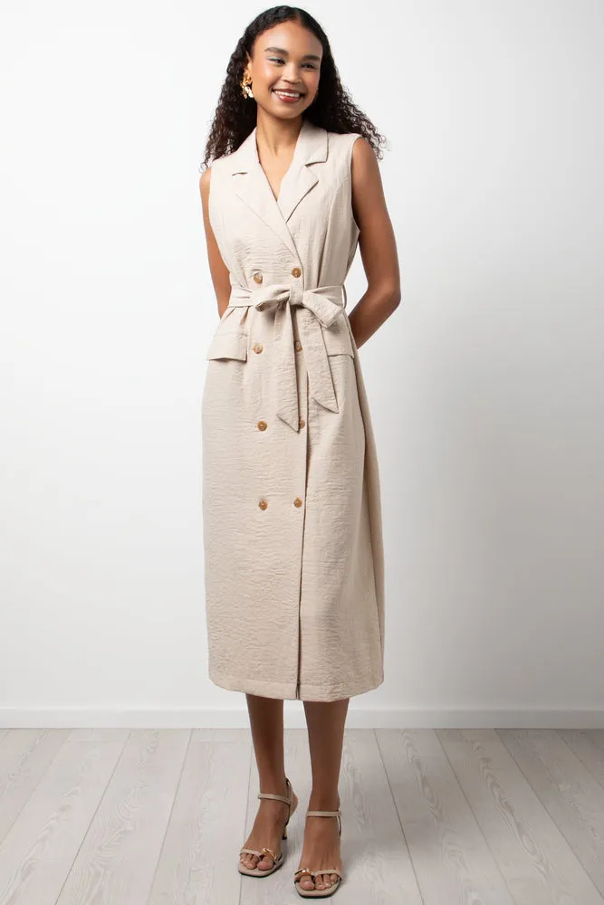 L/Length Dbl Breasted Linen Look Slv Less Trench sold by Ackermas