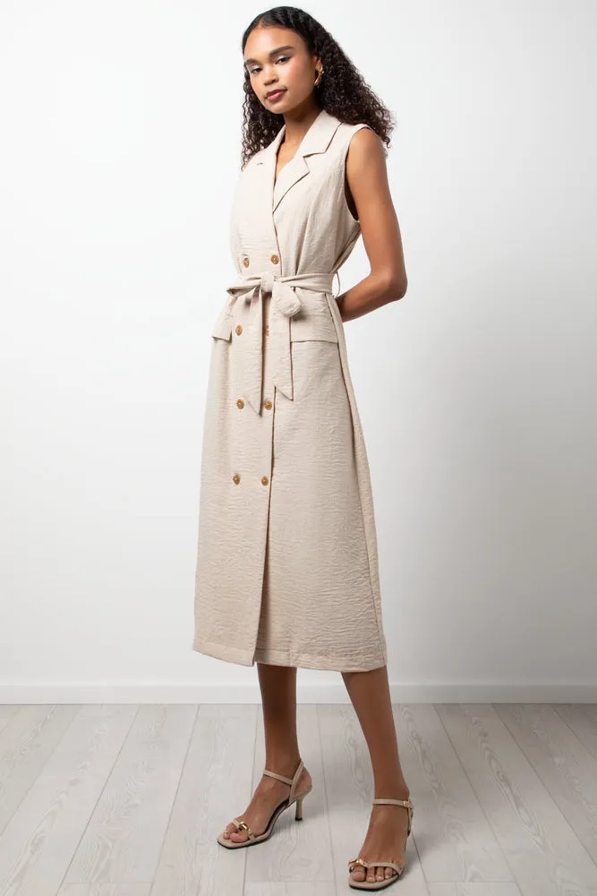 L/Length Dbl Breasted Linen Look Slv Less Trench sold by Ackermas product image thumbnail 2