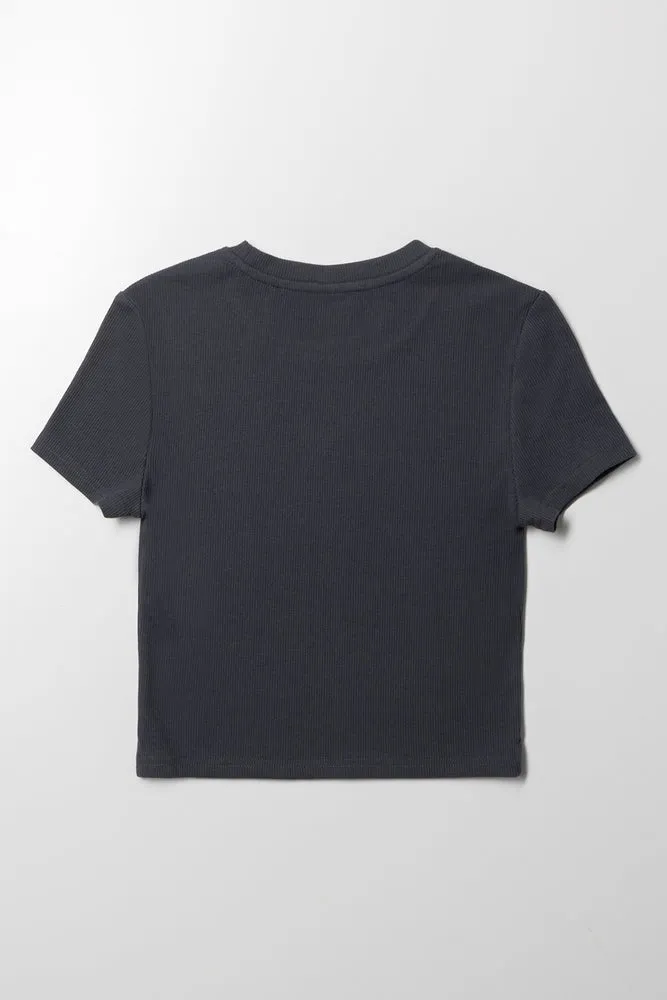 Rib Short Sleeve T-Shirt Black sold by Ackermas product image thumbnail 3