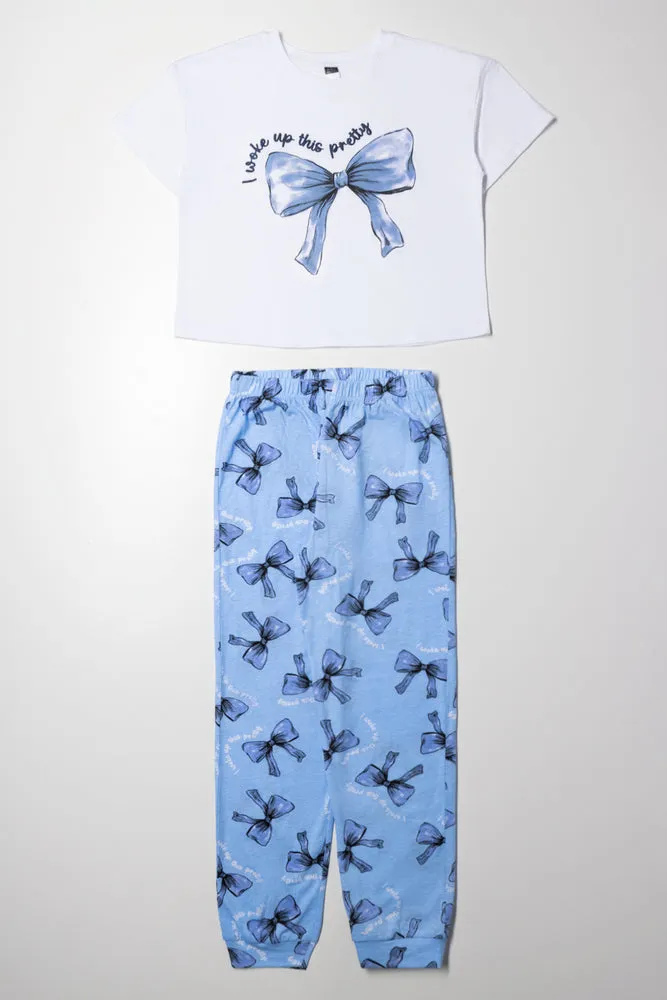 Bow Pyjamas Blue And White sold by Ackermas