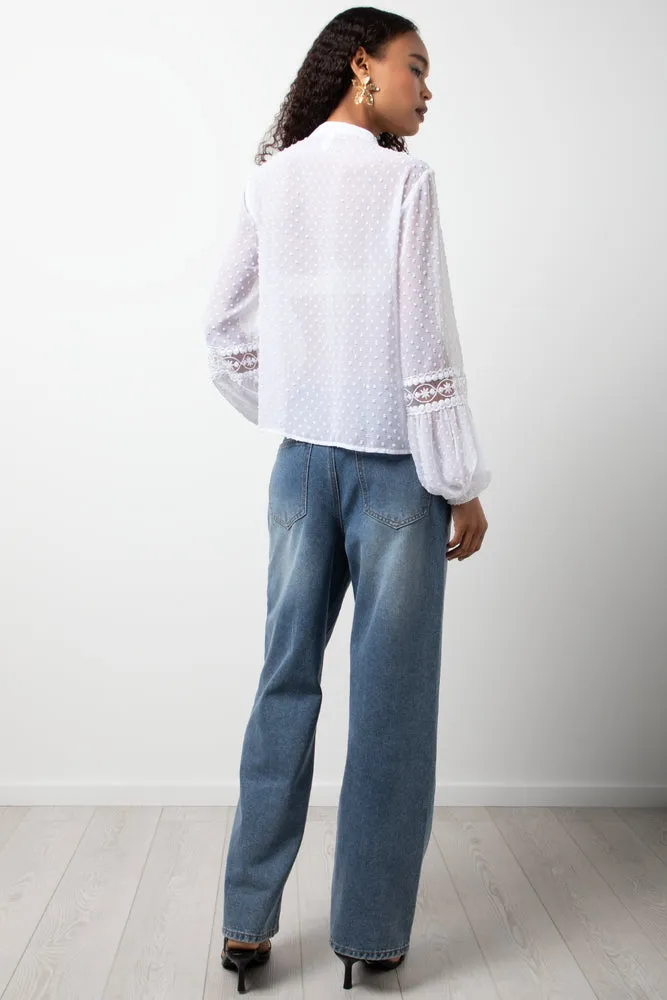 Long Sleeve Chiffon Tassel Blouse White sold by Ackermas product image thumbnail 3