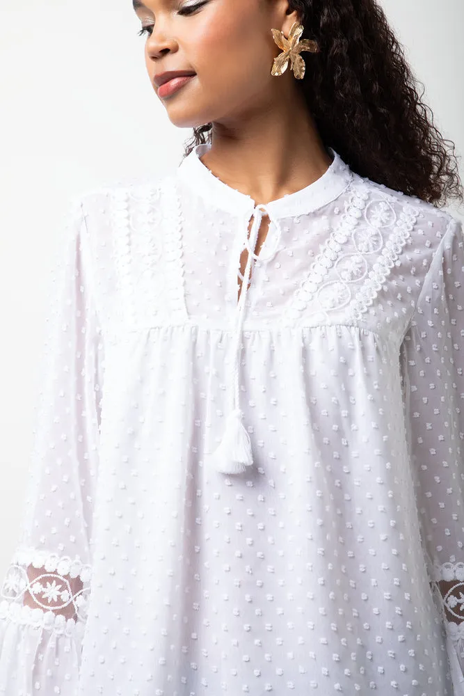 Long Sleeve Chiffon Tassel Blouse White sold by Ackermas product image thumbnail 4