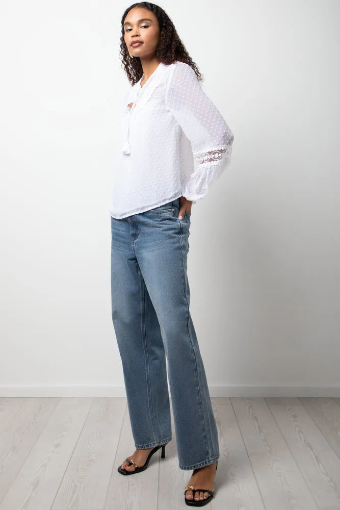 Long Sleeve Chiffon Tassel Blouse White sold by Ackermas product image thumbnail 2