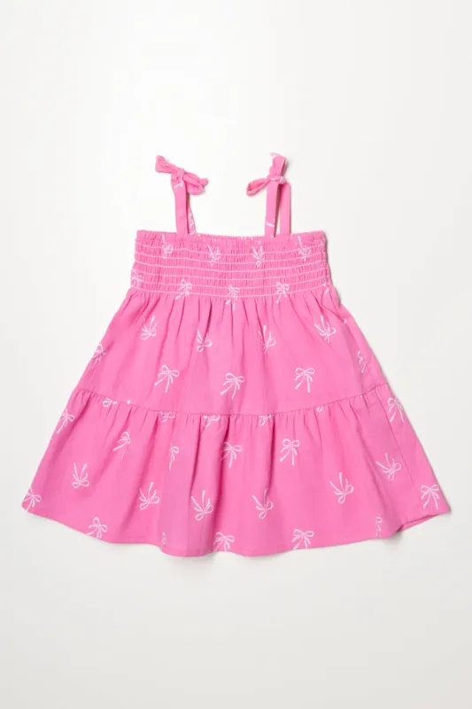 Strappy Tiered Woven Dress Pink sold by Ackermas