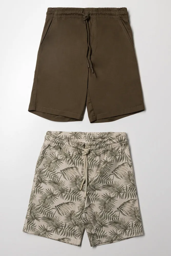 2 Pack Cotton Twill Shorts Khaki Stone sold by Ackermas