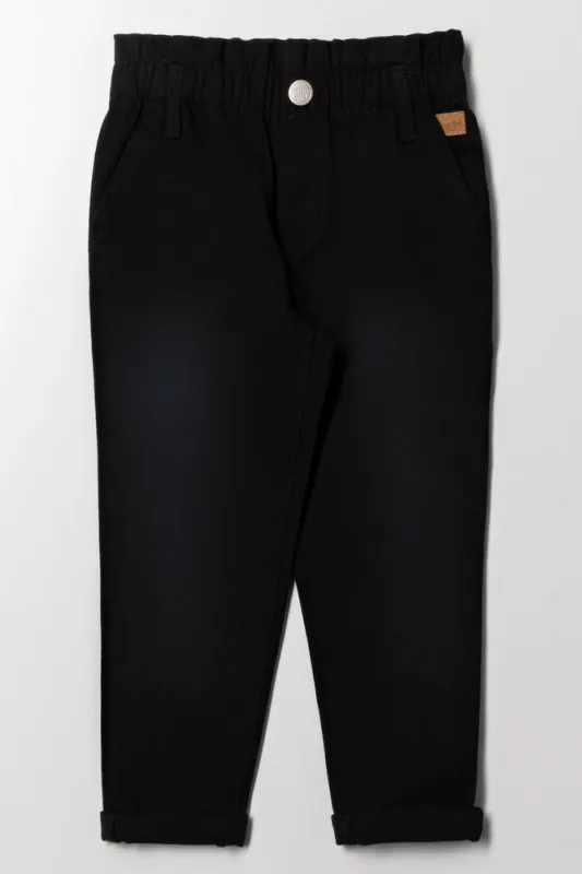 Mini Mom Paperbag Denim Jeans Black sold by Ackermas