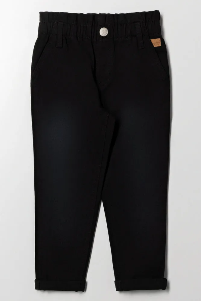 Mini Mom Paperbag Denim Jeans Black sold by Ackermas