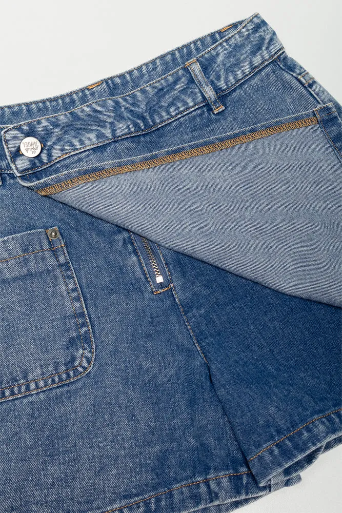 Pocket Detail Denim Skorts Blue sold by Ackermas product image thumbnail 3