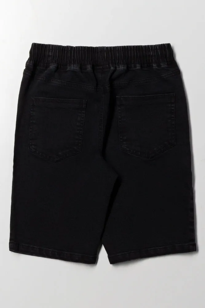 Basic Denim Pull On Shorts Black sold by Ackermas product image thumbnail 3