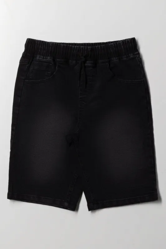 Basic Denim Pull On Shorts Black sold by Ackermas