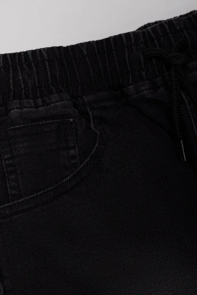 Basic Denim Pull On Shorts Black sold by Ackermas product image thumbnail 2