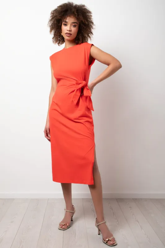 Midi T Shirt Dress With Knot Detail Red sold by Ackermas