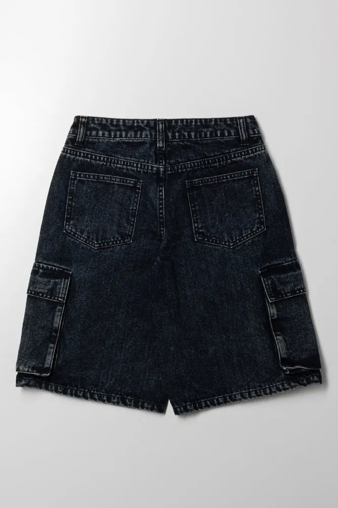 Cargo Denim Jorts Dark Grey sold by Ackermas product image thumbnail 3