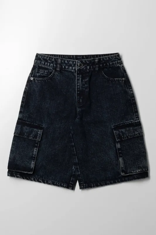 Cargo Denim Jorts Dark Grey sold by Ackermas