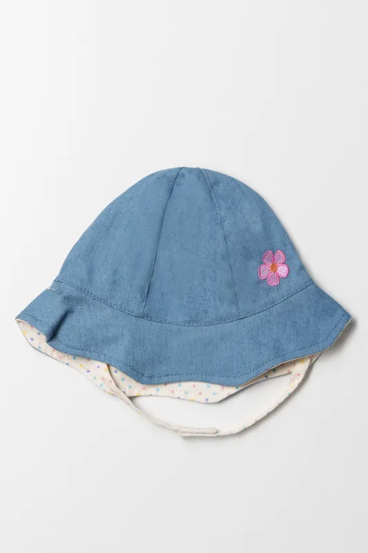Denim Dots Reversible Hat Blue sold by Ackermas