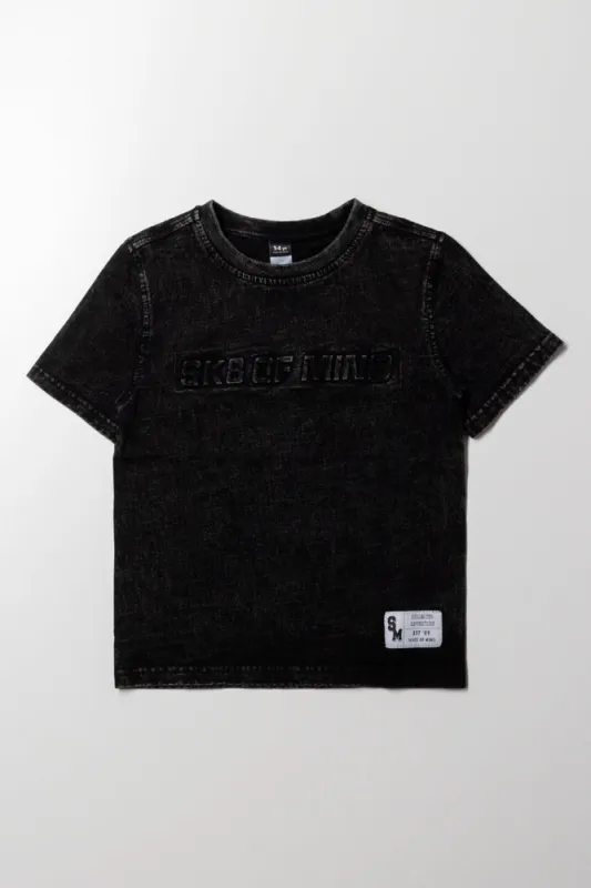 Short Sleeve Denim Wash T-Shirt Black sold by Ackermas
