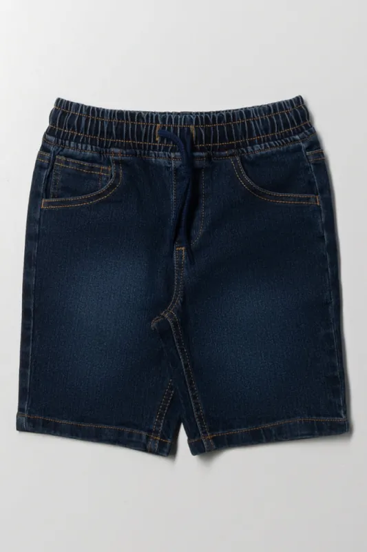 Basic Denim Pull On Shorts Indigo sold by Ackermas