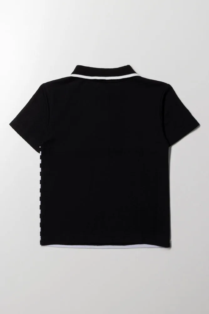 Stripe Short Sleeve Golfer White And Black sold by Ackermas product image thumbnail 3