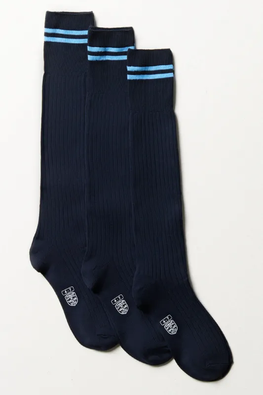 3 Pack Long Stripe Socks Navy sold by Ackermas