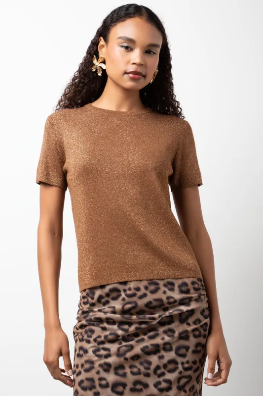 Lurex Crew Neck Short Sleeve Jersey Natural sold by Ackermas