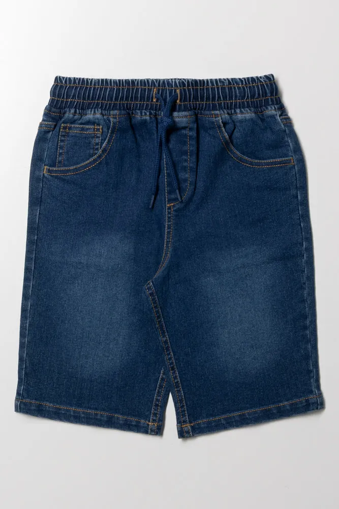 Pull On Denim Shorts Blue sold by Ackermas