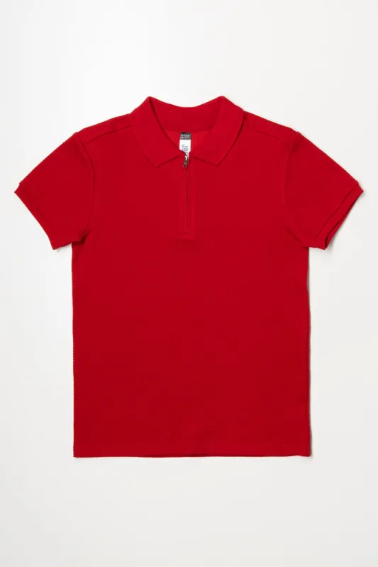 Short Sleeve Textured Golfer Red sold by Ackermas