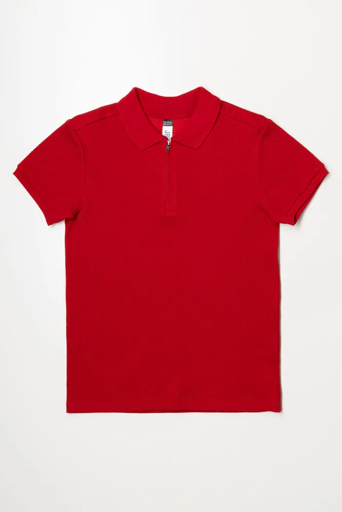 Short Sleeve Textured Golfer Red sold by Ackermas