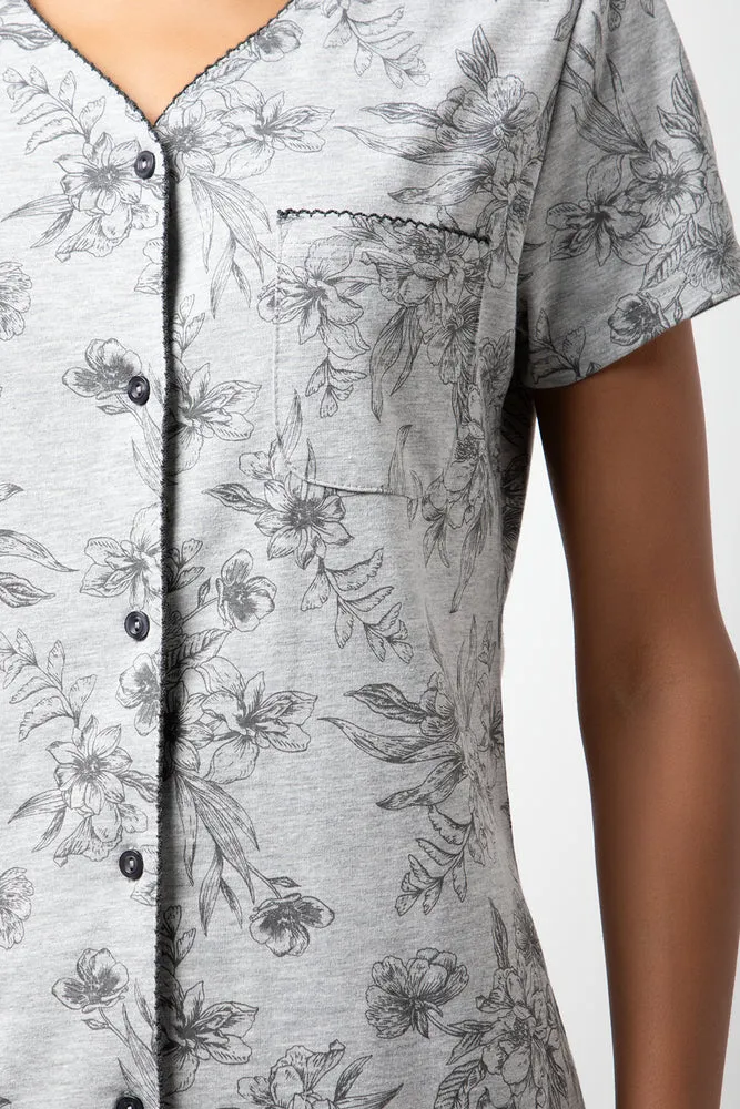 Floral Button Thru Pyjamas Grey sold by Ackermas product image thumbnail 4