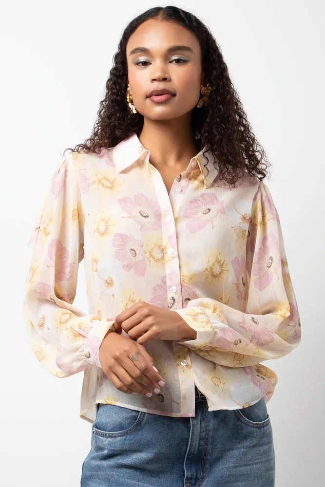 Chiffon Puff Sleeve Blouse Yellow sold by Ackermas