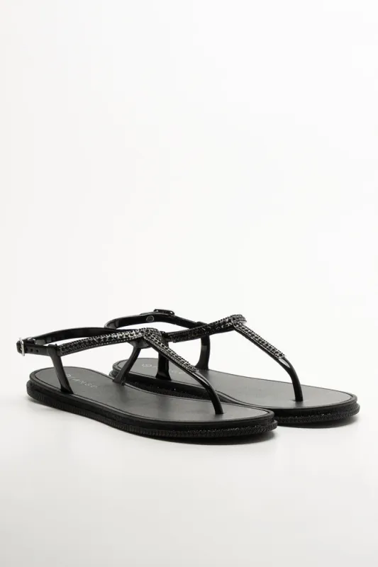 Jelly Thong Sandals Black sold by Ackermas