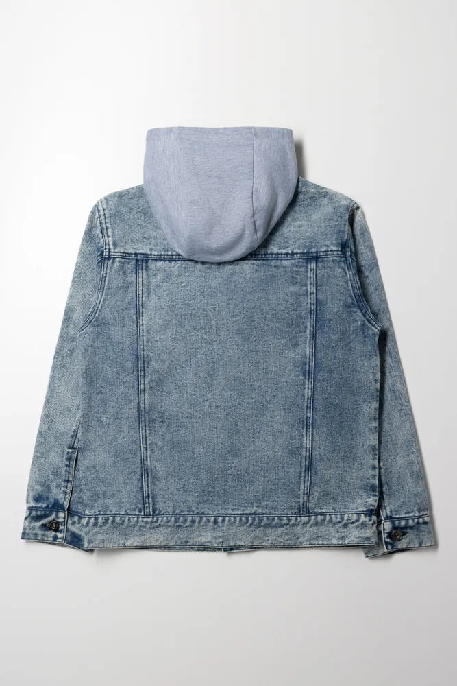 Hooded Denim Jacket Light Blue sold by Ackermas product image thumbnail 3