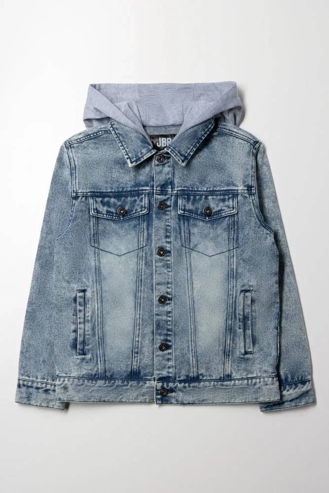 Hooded Denim Jacket Light Blue sold by Ackermas
