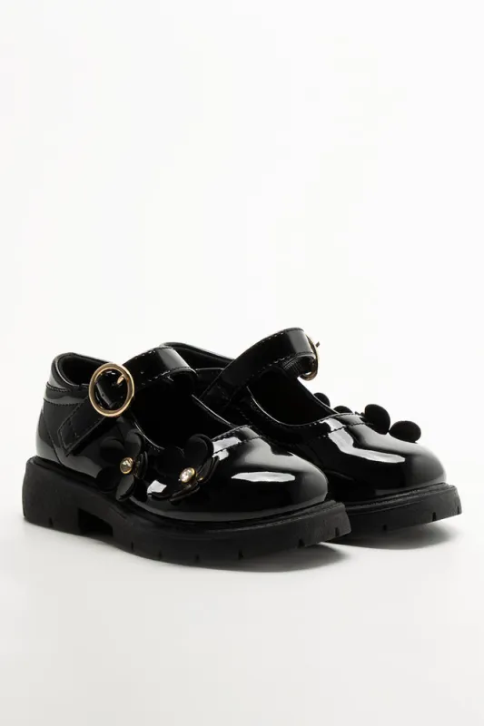 Bow Trim Chunky Shoes Black sold by Ackermas