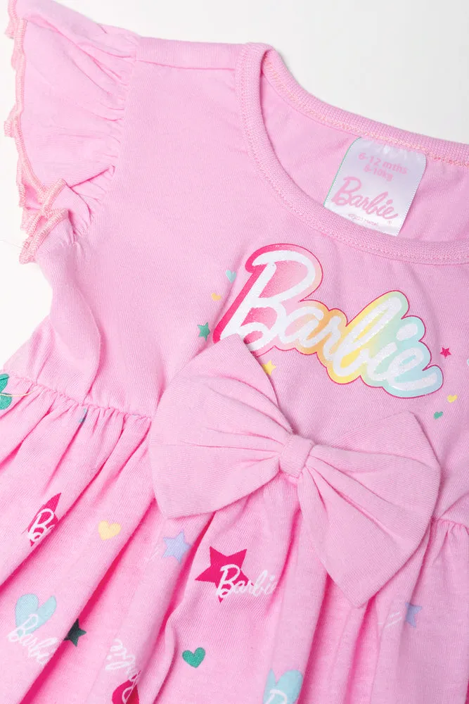 Barbie Flutter Sleeve Dress With Bow Pink sold by Ackermas product image thumbnail 2