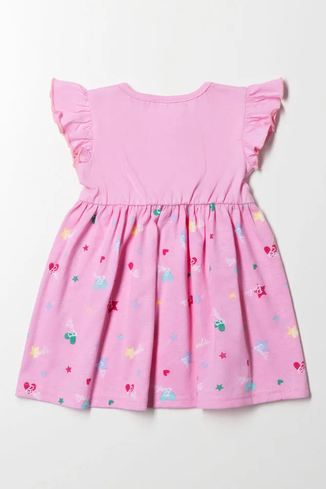 Barbie Flutter Sleeve Dress With Bow Pink sold by Ackermas product image thumbnail 3