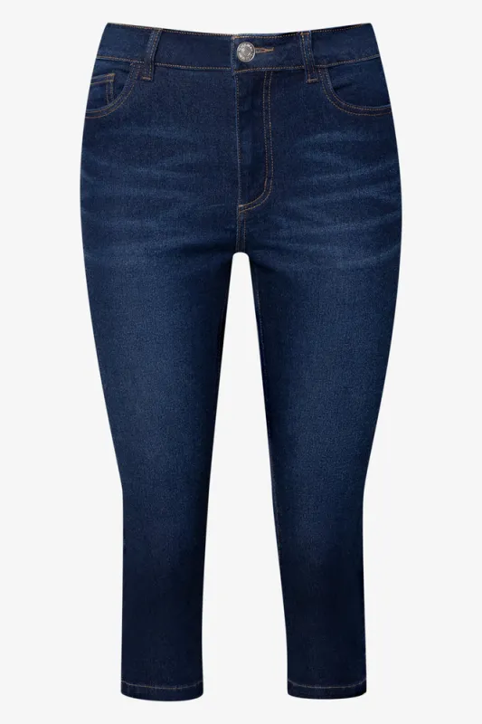 High Rise Pedal Pusher Denim Jeans Blue sold by Ackermas